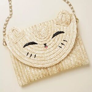 Modcloth Straw Cat Lover - Cat Lady Clutch Whisker-Taker Crossbody Bag